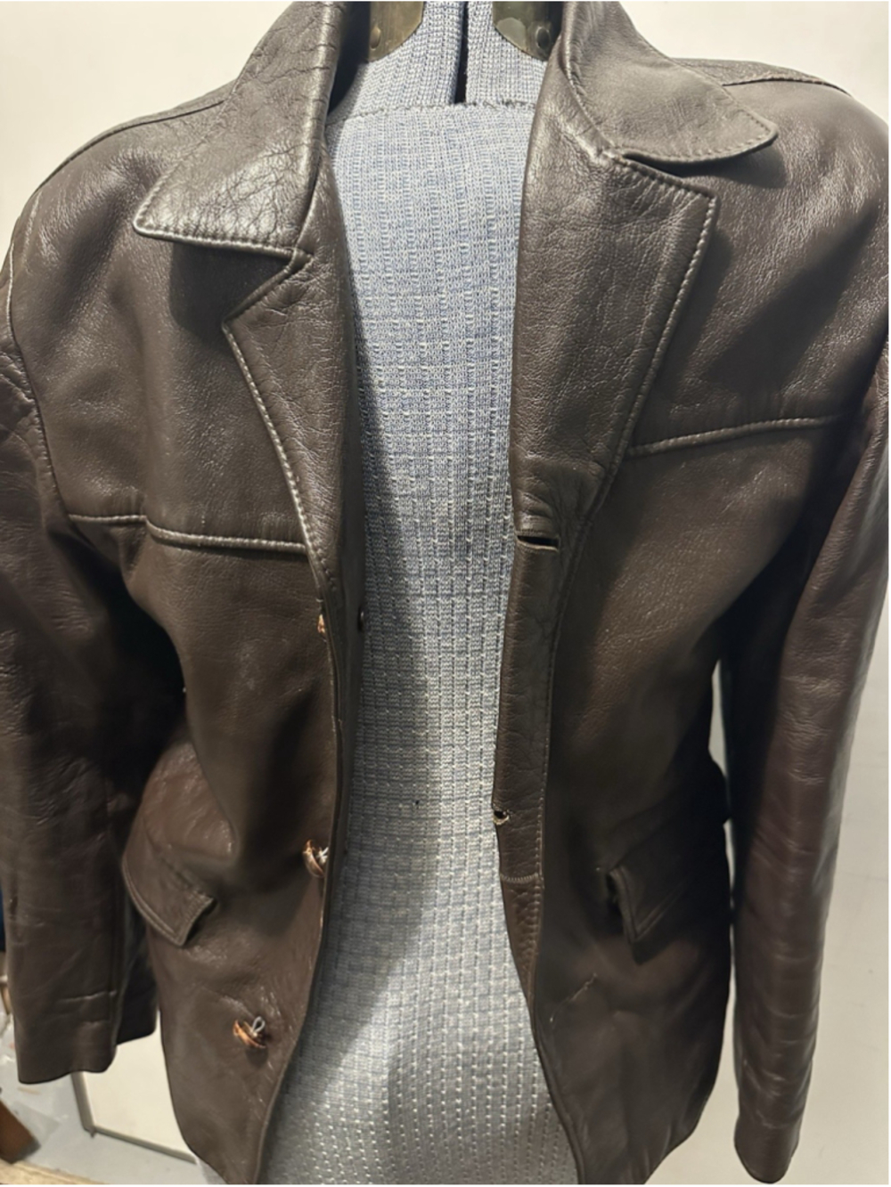 Vintage British Sportswear Brown Leather Jacket Blazer Coat Antelope Finish Cana